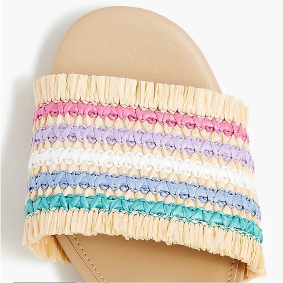 J.Crew Rainbow Raffia Woven mule heels sandals Size 7.5 - Picture 3 of 8